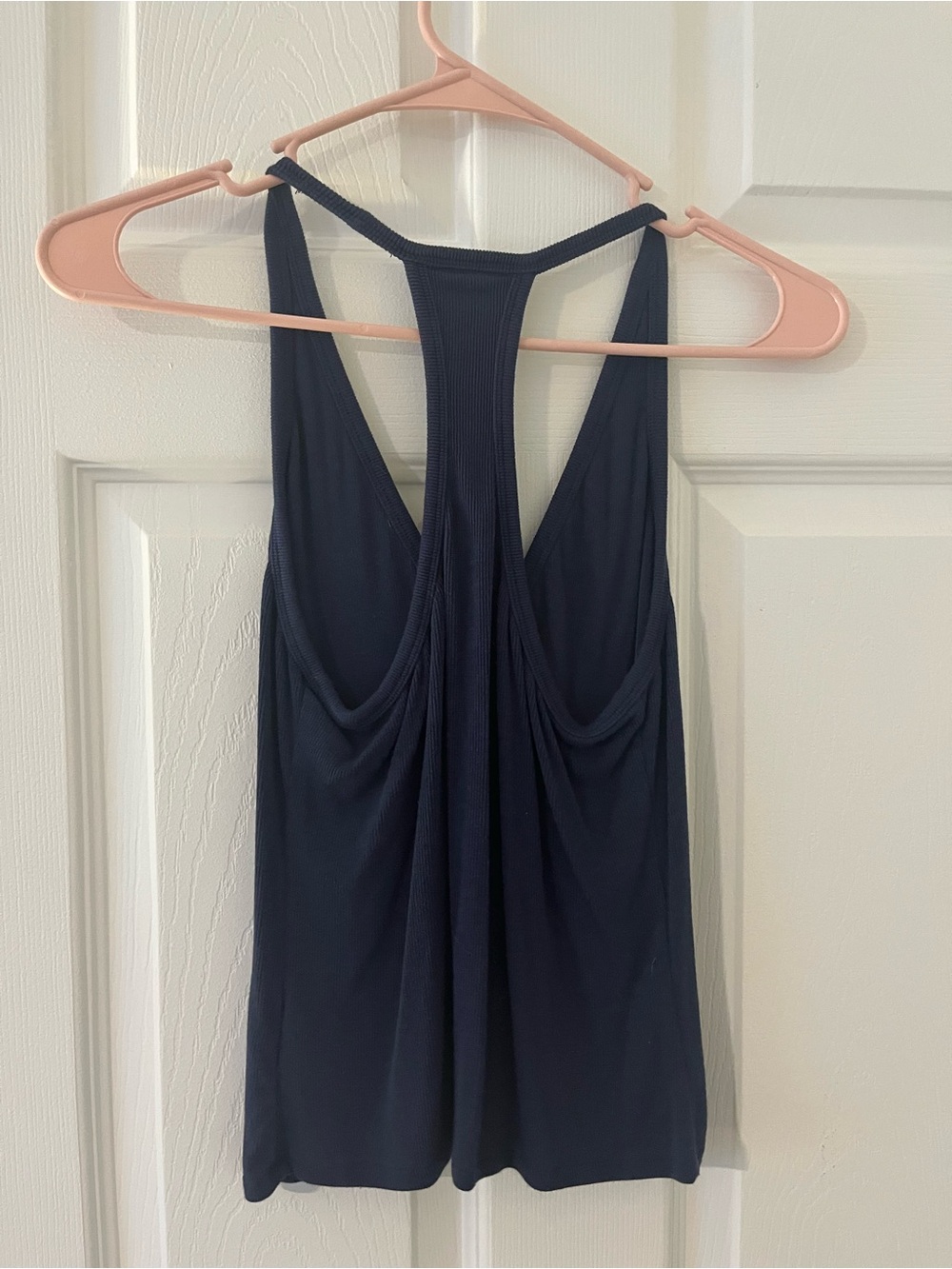 SHEIN Navy Ribbed Racerback Tank Top - Picture 2 of 2